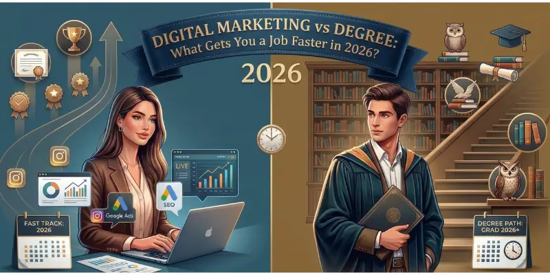 Digital Marketing vs Traditional Degree, how to start digital marketing career, is digital marketing a good career